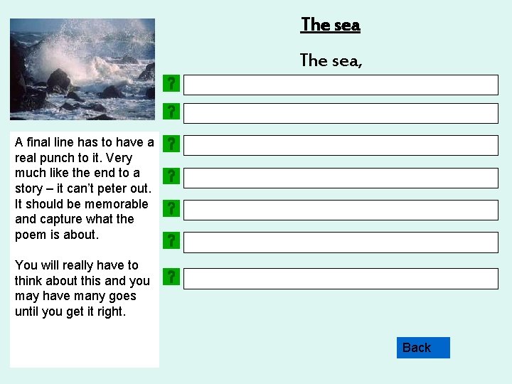 The sea, A final Your Choose This line next line 3 uses inline of