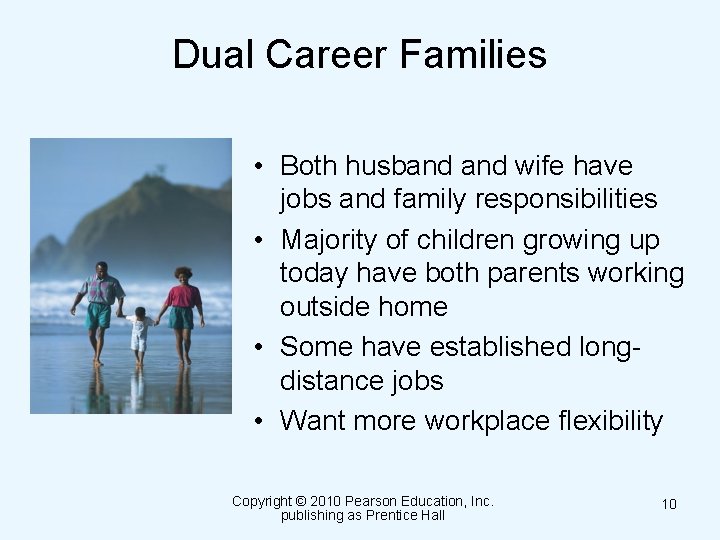 Dual Career Families • Both husband wife have jobs and family responsibilities • Majority