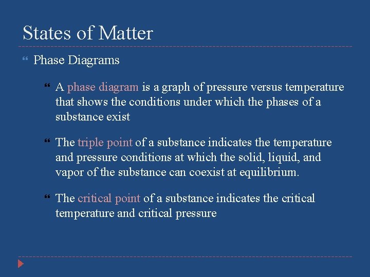 States of Matter Phase Diagrams A phase diagram is a graph of pressure versus