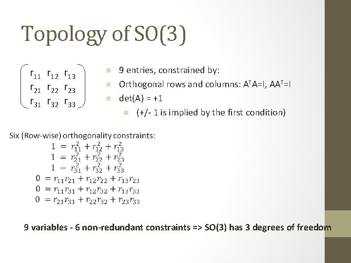 Topology of SO(3) r 11 r 12 r 13 r 21 r 22 r