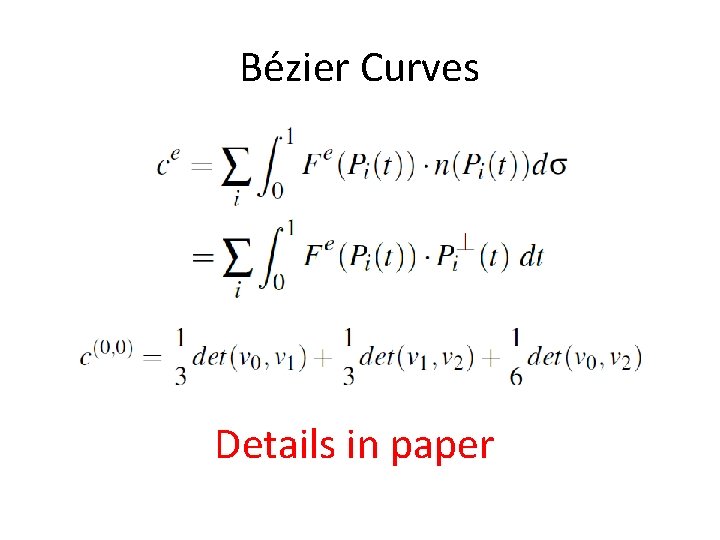 Be zier Curves Details in paper 