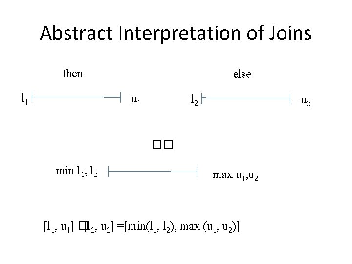 Abstract Interpretation of Joins then l 1 else u 1 l 2 u 2
