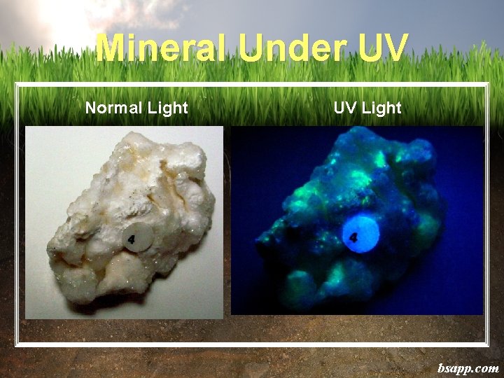 Mineral Under UV Normal Light UV Light bsapp. com 