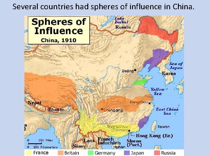 Several countries had spheres of influence in China. 