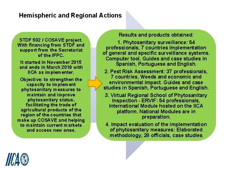 Hemispheric and Regional Actions STDF 502 / COSAVE project. With financing from STDF and