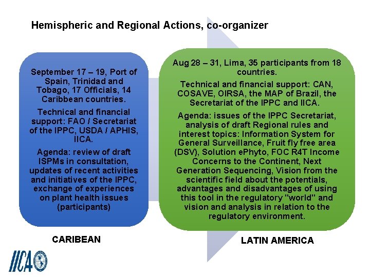 Hemispheric and Regional Actions, co-organizer September 17 – 19, Port of Spain, Trinidad and