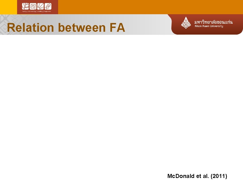 Relation between FA Mc. Donald et al. (2011) 