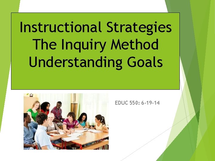 Instructional Strategies The Inquiry Method Understanding Goals EDUC 550: 6 -19 -14 