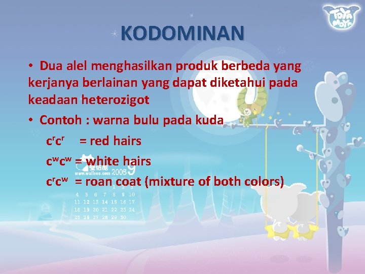 KODOMINAN • Dua alel menghasilkan produk berbeda yang kerjanya berlainan yang dapat diketahui pada