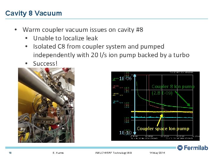 Cavity 8 Vacuum • Warm coupler vacuum issues on cavity #8 • Unable to