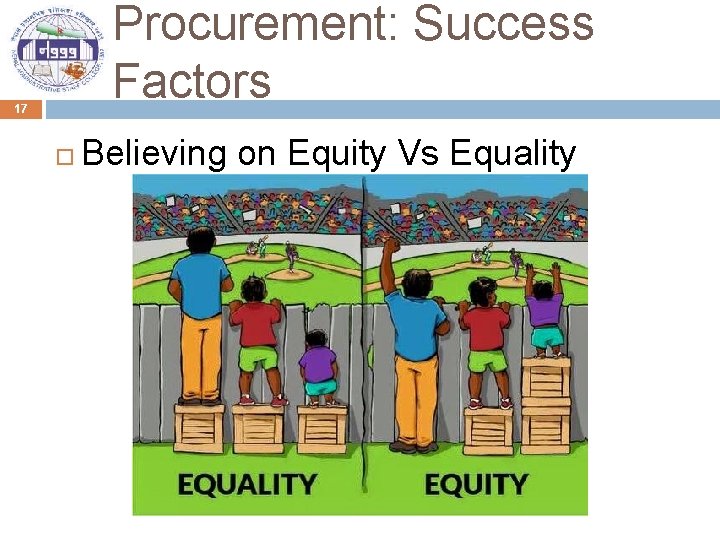 Procurement: Success Factors 17 Believing on Equity Vs Equality 