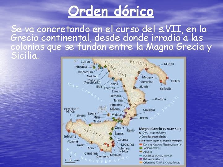 Orden dórico Se va concretando en el curso del s. VII, en la Grecia