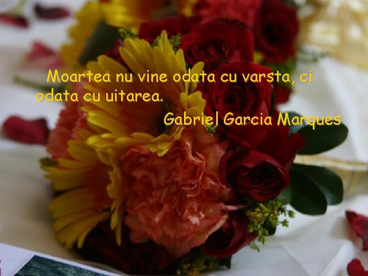 Moartea nu vine odata cu varsta, ci odata cu uitarea. Gabriel Garcia Marques 