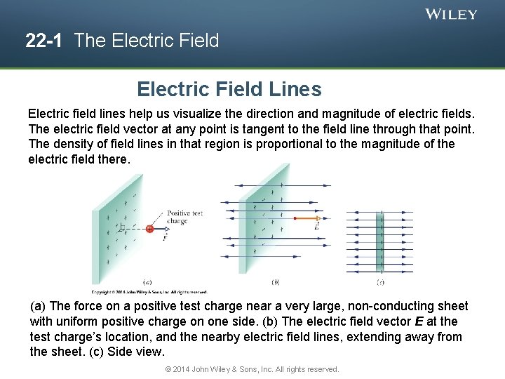 22 -1 The Electric Field Lines Electric field lines help us visualize the direction