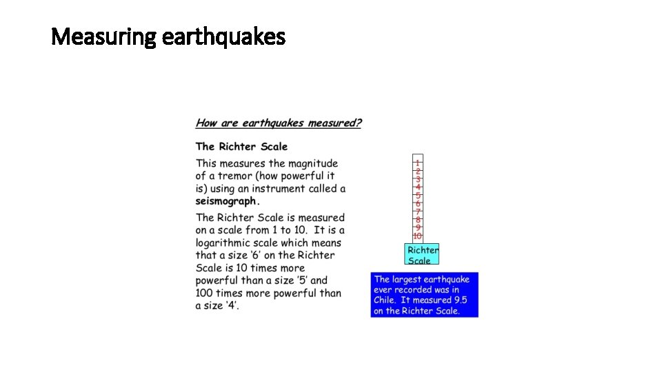 Measuring earthquakes 