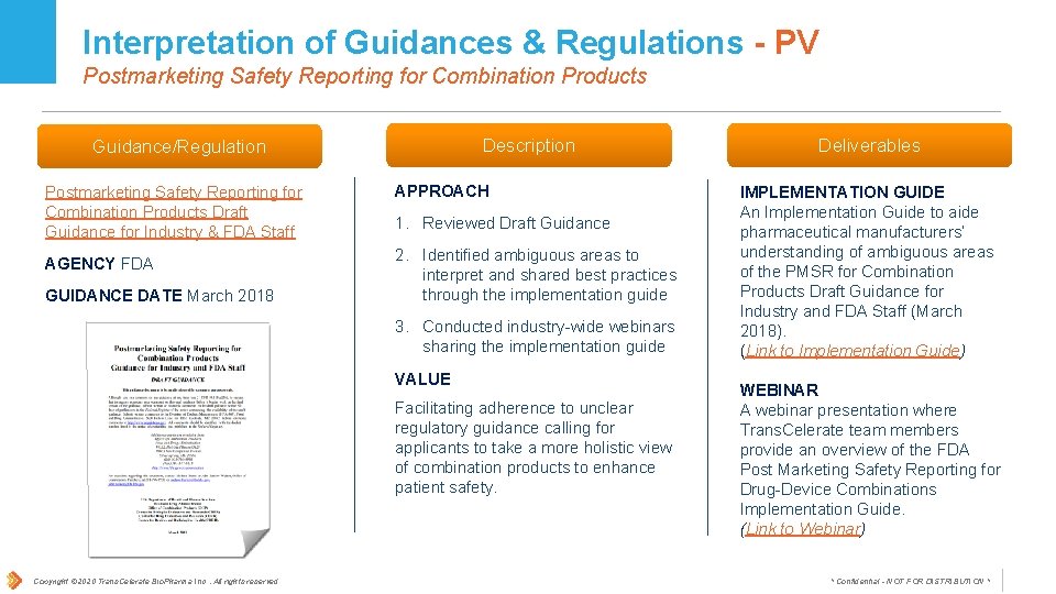 Interpretation of Guidances & Regulations - PV Postmarketing Safety Reporting for Combination Products Description
