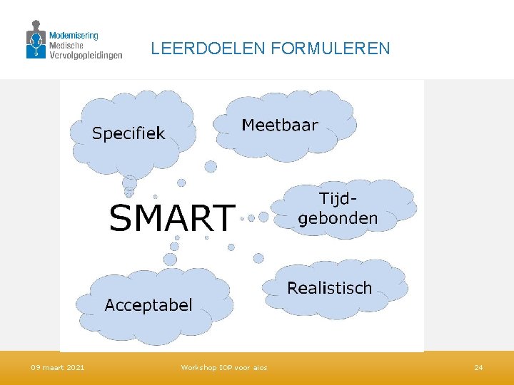 LEERDOELEN FORMULEREN 09 maart 2021 Workshop IOP voor aios 24 