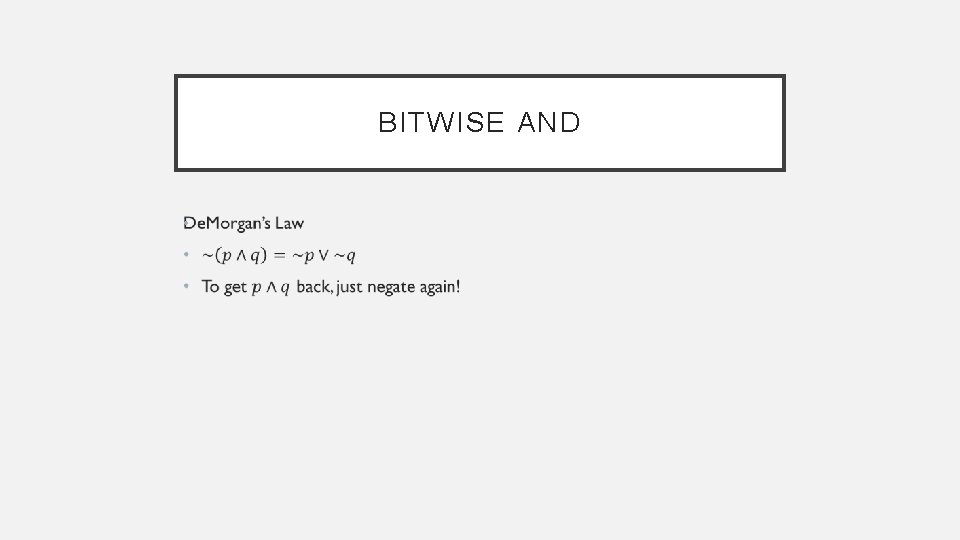 BITWISE AND • 