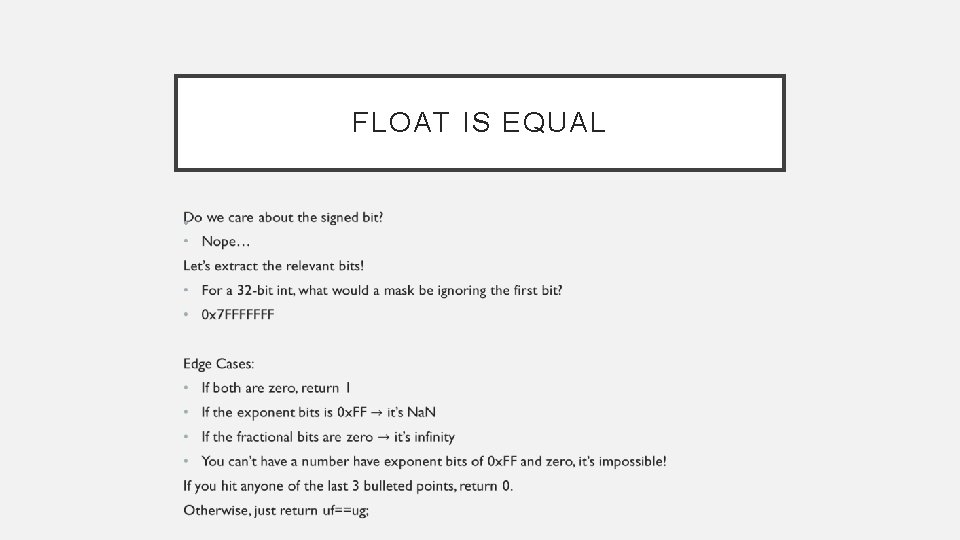 FLOAT IS EQUAL • 