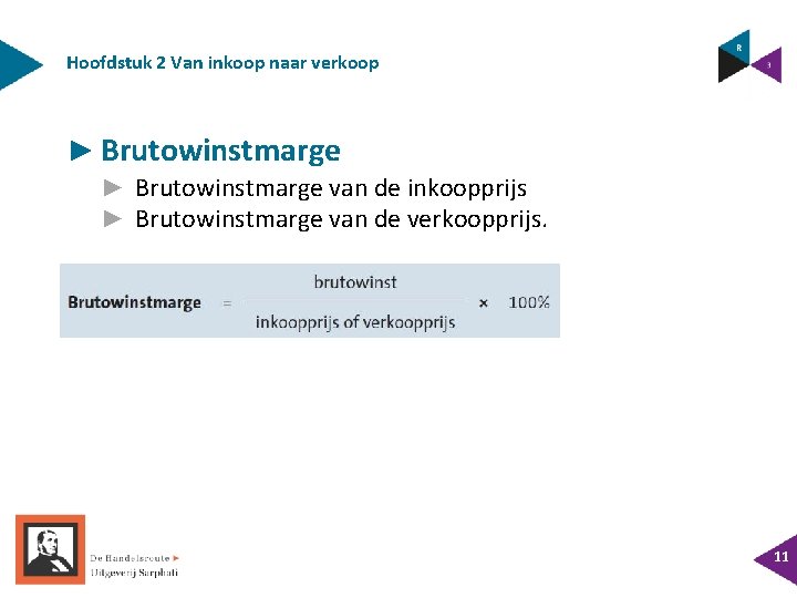 Hoofdstuk 2 Van inkoop naar verkoop ► Brutowinstmarge van de inkoopprijs ► Brutowinstmarge van