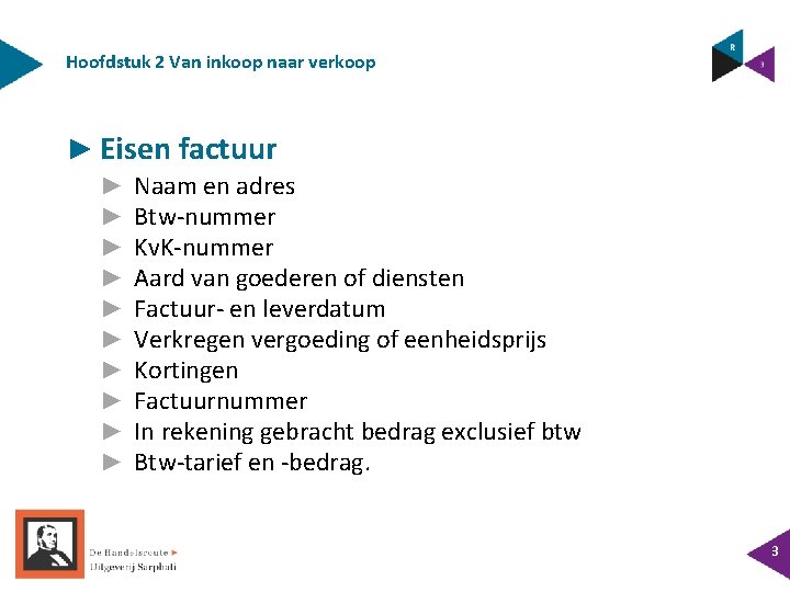 Hoofdstuk 2 Van inkoop naar verkoop ► Eisen factuur ► ► ► ► ►