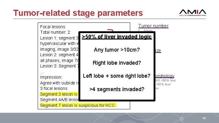 Tumor-related stage parameters Tumor number Focal lesions: • Single Total number: 2: • 2