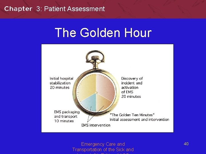 3: Patient Assessment The Golden Hour Emergency Care and Transportation of the Sick and