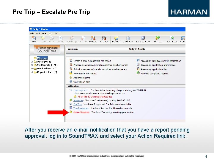 Pre Trip – Escalate Pre Trip After you receive an e-mail notification that you