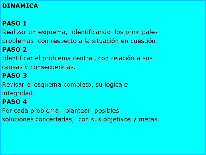 DINAMICA PASO 1 Realizar un esquema, identificando los principales problemas con respecto a la