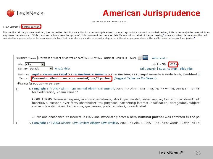 American Jurisprudence Lexis. Nexis® 23 