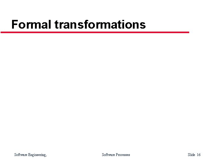 Formal transformations Software Engineering, Software Processes Slide 16 