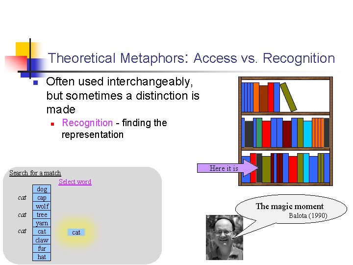 Theoretical Metaphors: Access vs. Recognition n Often used interchangeably, but sometimes a distinction is