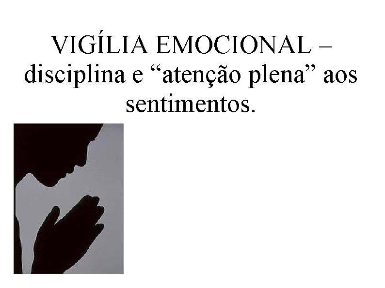 VIGÍLIA EMOCIONAL – disciplina e “atenção plena” aos sentimentos. VIGÍLIA EMOCIONAL – disciplina e “atenção plena” aos sentimentos.