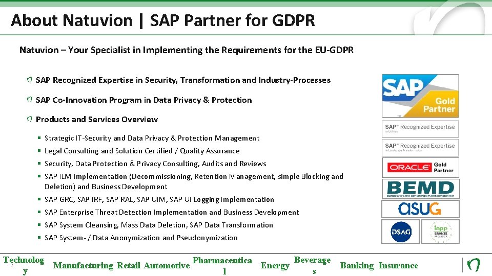 About Natuvion | SAP Partner for GDPR Natuvion – Your Specialist in Implementing the