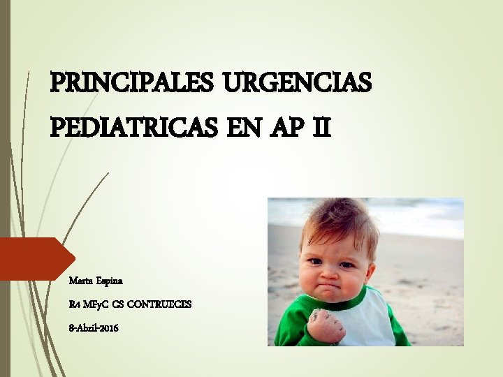 PRINCIPALES URGENCIAS PEDIATRICAS EN AP II Marta Espina R 4 MFy. C CS CONTRUECES