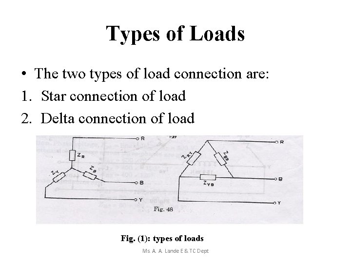 Types of Loads • The two types of load connection are: 1. Star connection