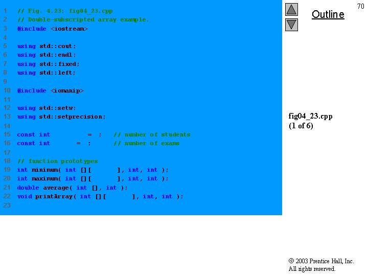 1 2 3 // Fig. 4. 23: fig 04_23. cpp // Double-subscripted array example.