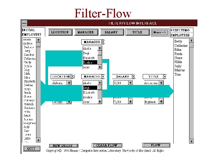 Filter-Flow Betty Catherine Edna Freda Grace Hilda Judy Marcus Tom 