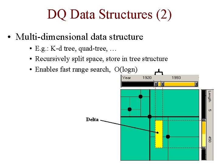 DQ Data Structures (2) • Multi-dimensional data structure • E. g. : K-d tree,