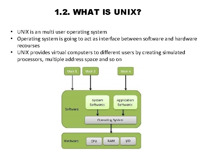 1. 2. WHAT IS UNIX? • UNIX is an multi user operating system •