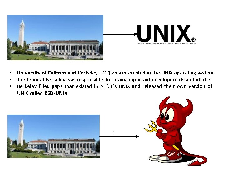  • University of California at Berkeley(UCB) was interested in the UNIX operating system