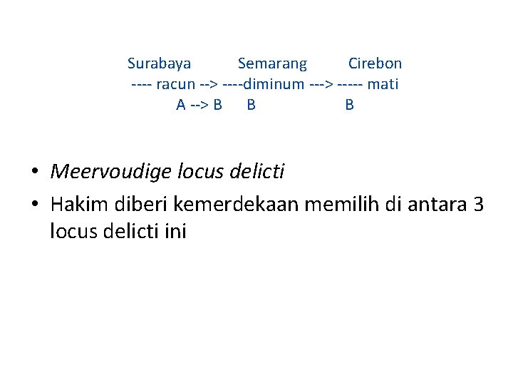 Surabaya Semarang Cirebon ---- racun --> ----diminum ---> ----- mati A --> B B