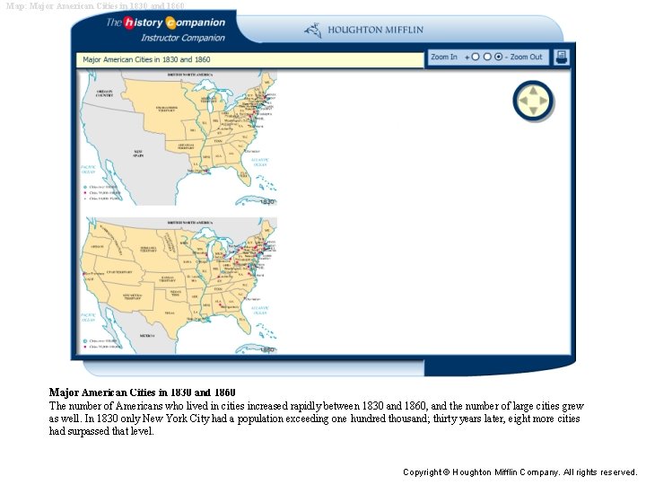 Map: Major American Cities in 1830 and 1860 The number of Americans who lived Map: Major American Cities in 1830 and 1860 The number of Americans who lived