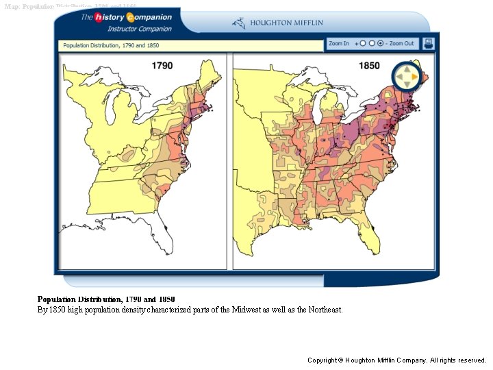 Map: Population Distribution, 1790 and 1850 By 1850 high population density characterized parts of