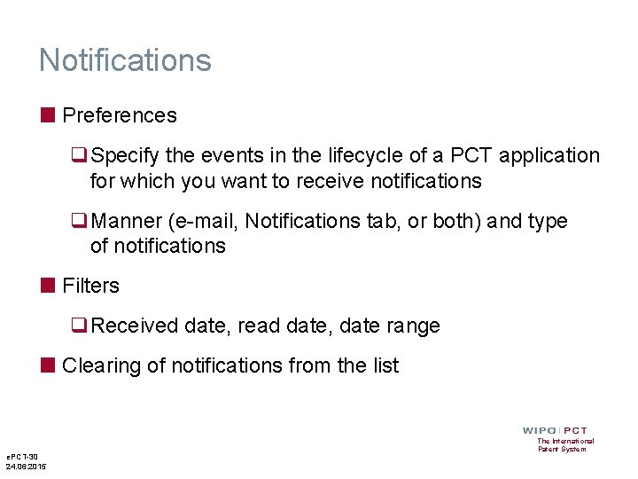 Notifications ■ Preferences q. Specify the events in the lifecycle of a PCT application