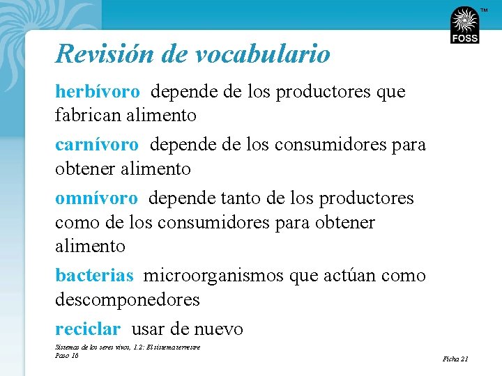 TM Revisión de vocabulario herbívoro depende de los productores que fabrican alimento carnívoro depende