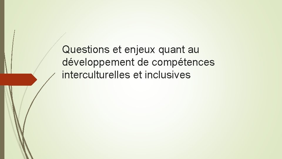 Questions et enjeux quant au développement de compétences interculturelles et inclusives 