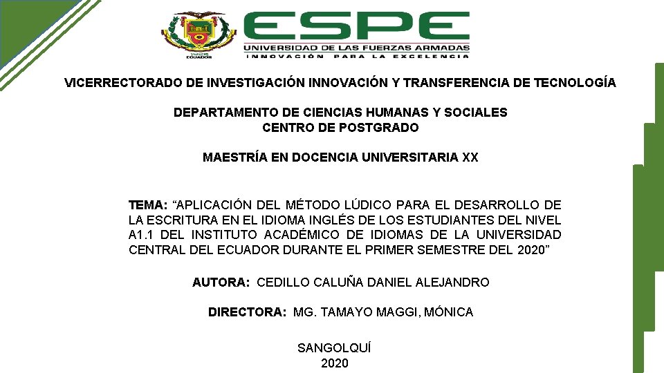 VICERRECTORADO DE INVESTIGACIÓN INNOVACIÓN Y TRANSFERENCIA DE TECNOLOGÍA DEPARTAMENTO DE CIENCIAS HUMANAS Y SOCIALES