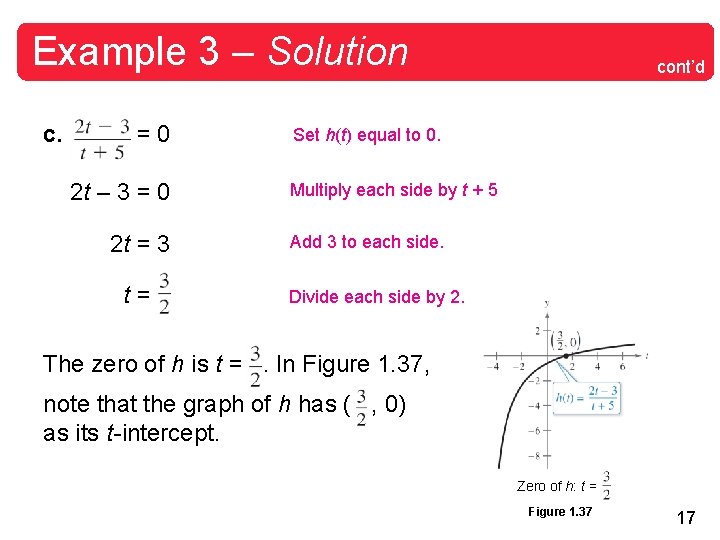 Example 3 – Solution c. =0 2 t – 3 = 0 2 t