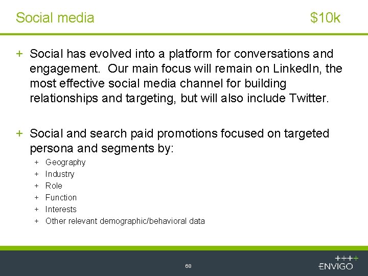 Social media $10 k + Social has evolved into a platform for conversations and